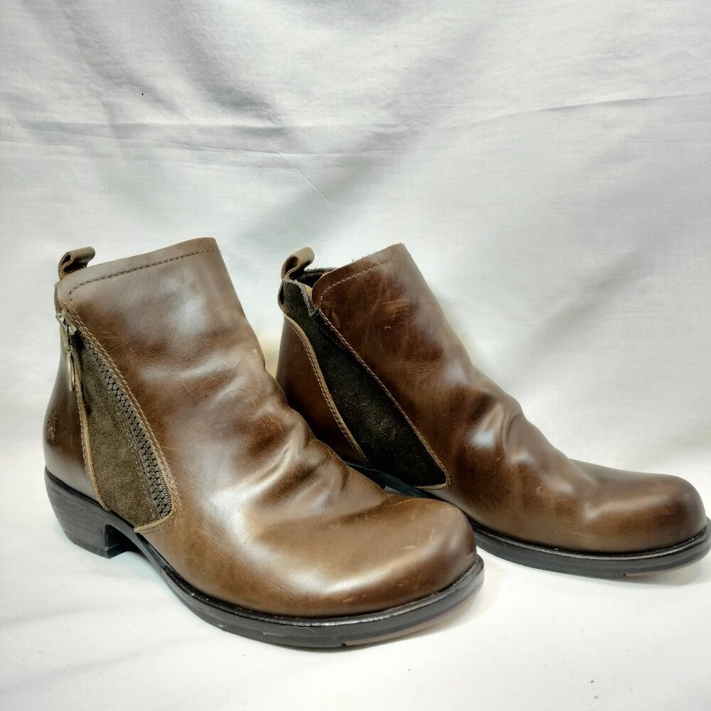 Fly London Meli Brown Leather Ankle Boots
